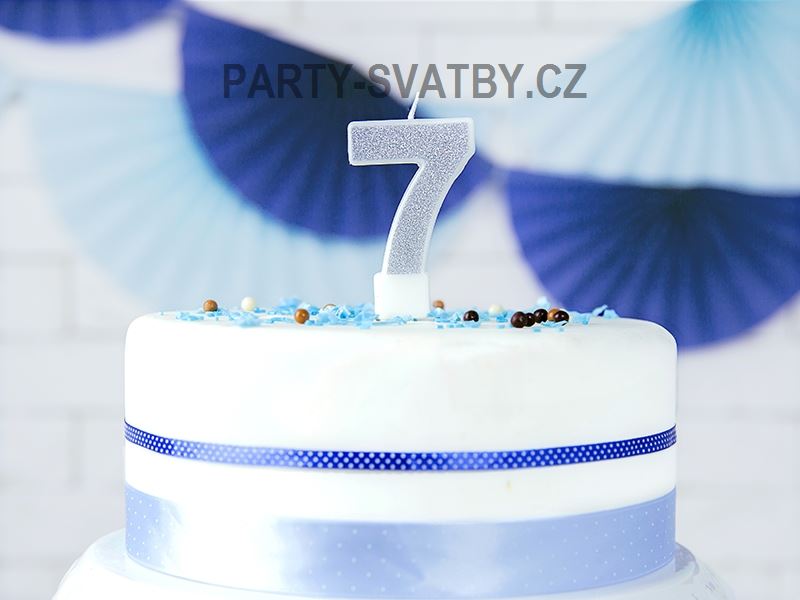 Narozeninové svíčky - číslo "1" glitter stříbrná