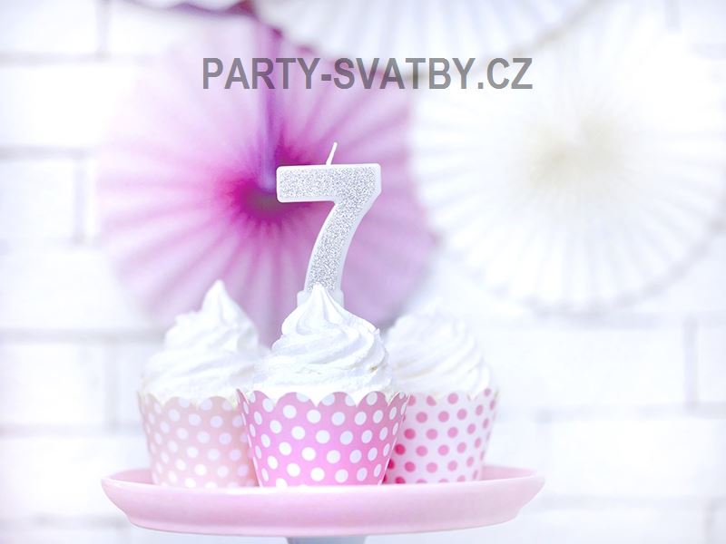 Narozeninové svíčky - číslo "1" glitter stříbrná