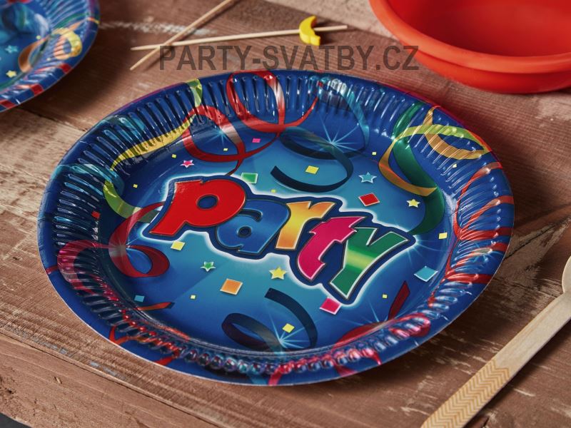 Papírový talíř 23cm "Party time" 8ks