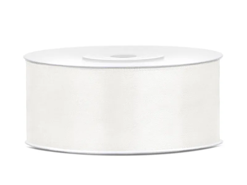 Stuha satén 25mm x 25m světlá krémová
