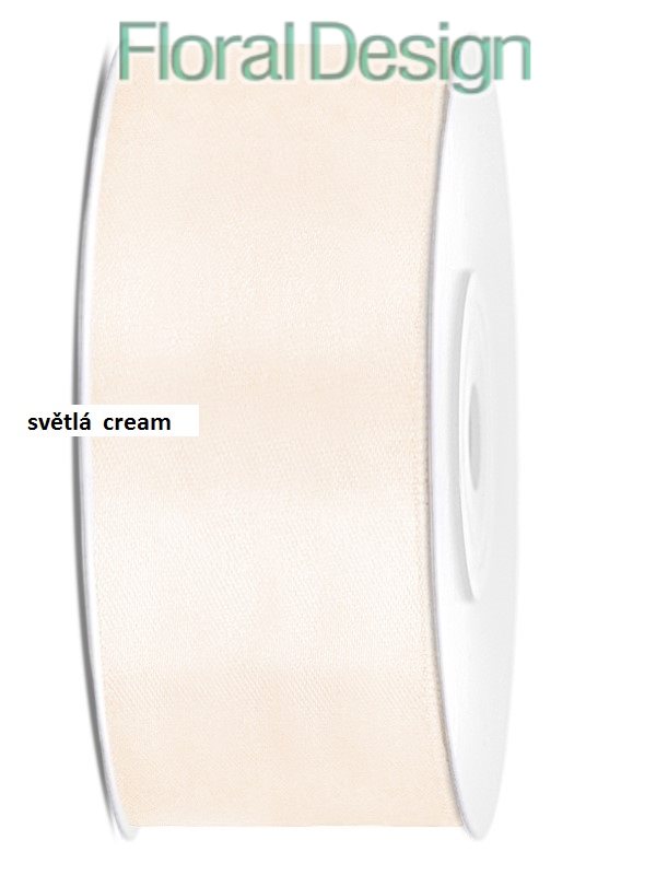 Stuha satén 25mm x 25m světlá krémová