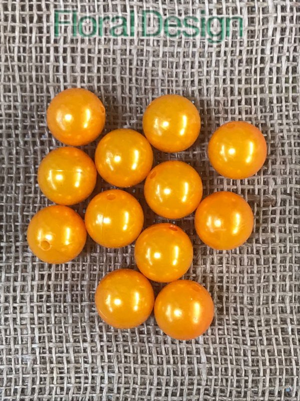 Perličky 20mm / 12ks oranžová 