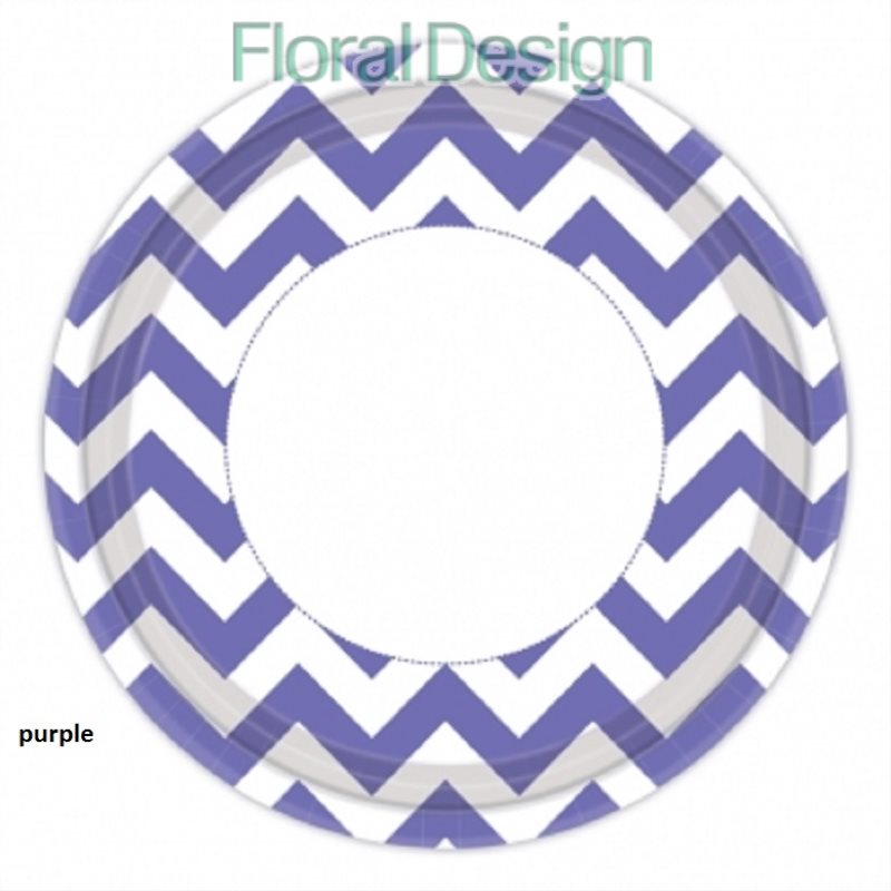 Papírový talíř 23cm Chevron 8 ks purple