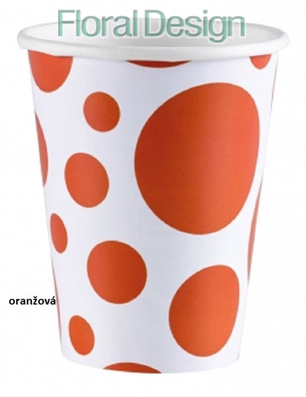 Papírový kelímek Puntík 266ml. oranžová 8ks