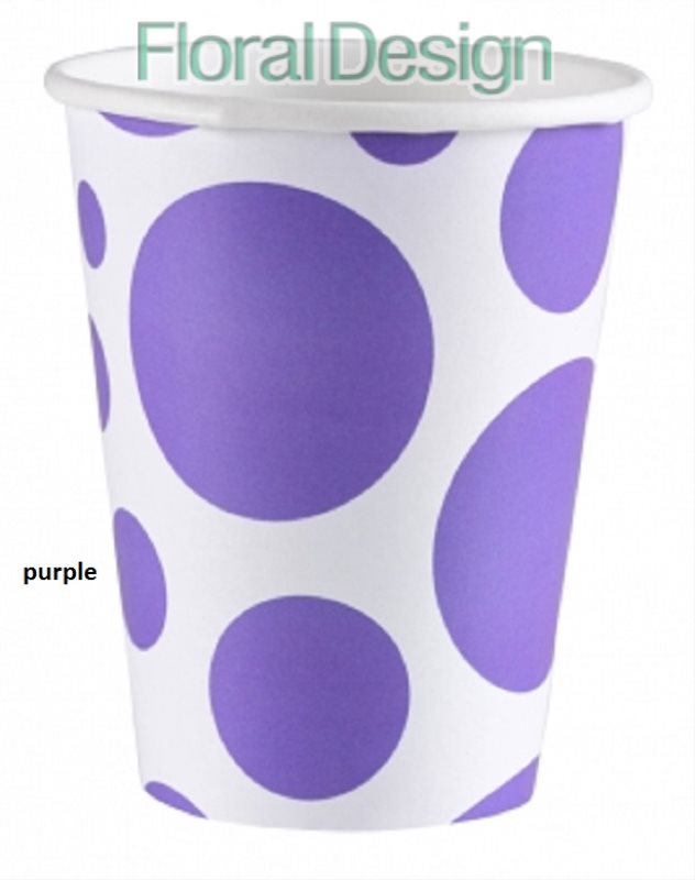 Papírový kelímek Puntík 266ml. purple 8ks