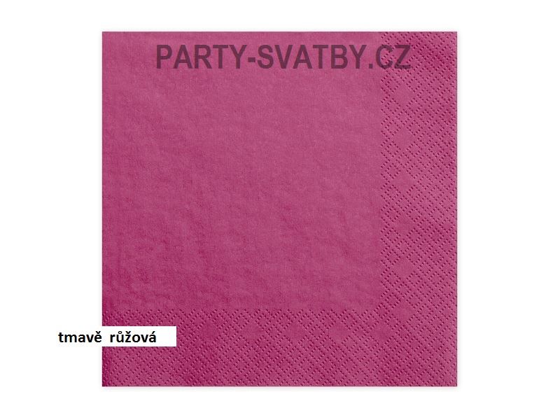 Ubrousek 33cm třívrstvý 20 ks tmavě růžová  