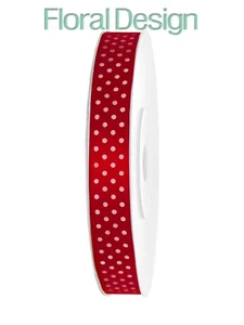Stuha satén - puntík 12mm x 25m červená