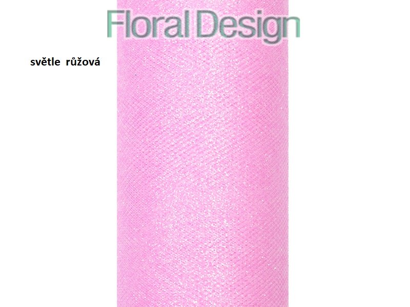 Tyl 15cm x 9m - glitter růžová