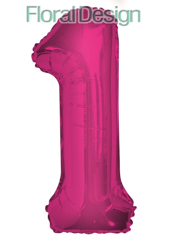 Balonek foliový 86cm číslice "1" růžová