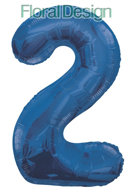 Balonek foliový 86cm číslice "2" modrá