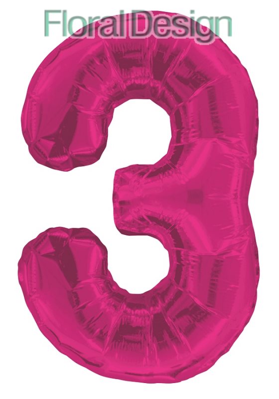 Balonek foliový 86cm číslice "3" růžová