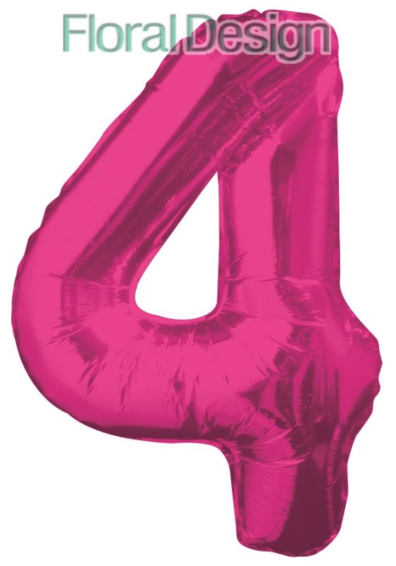 Balonek foliový 86cm číslice "4" růžová