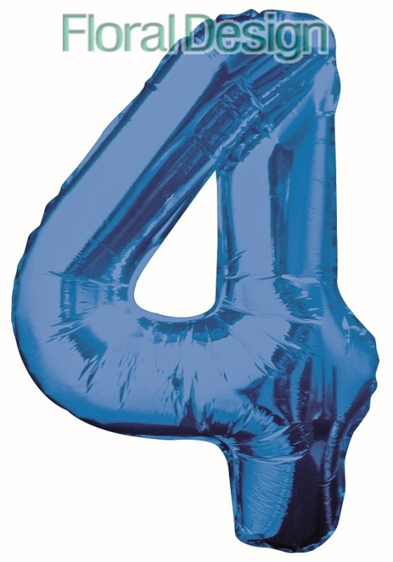 Balonek foliový 86cm číslice "4" modrá