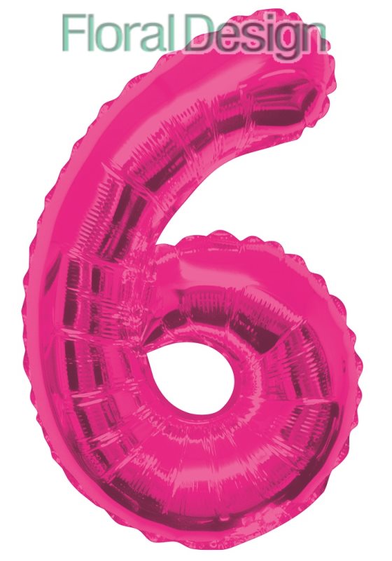 Balonek foliový 86cm číslice "6" růžová