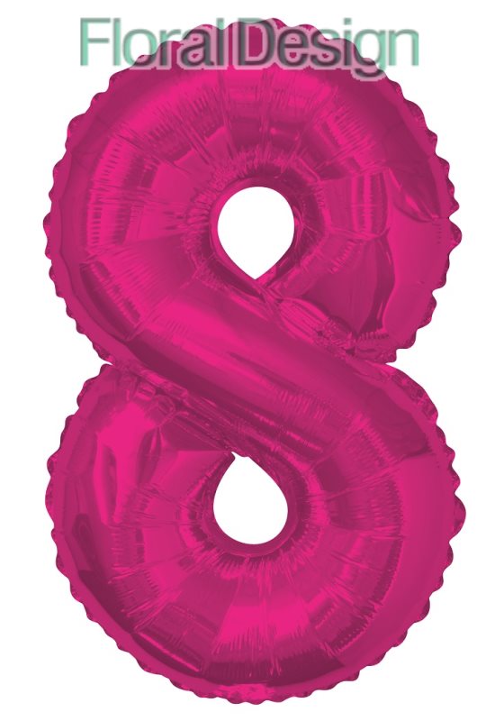 Balonek foliový 86cm číslice "8" růžová