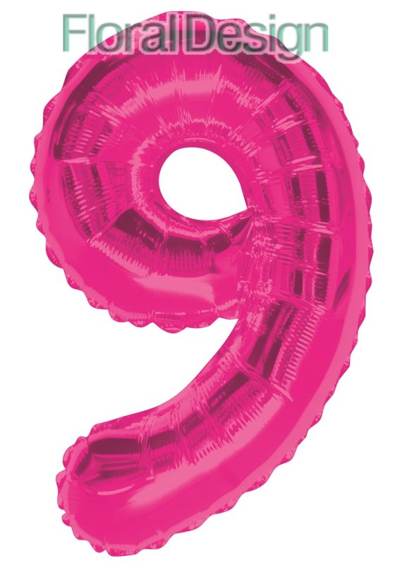 Balonek foliový 86cm číslice "9" růžová