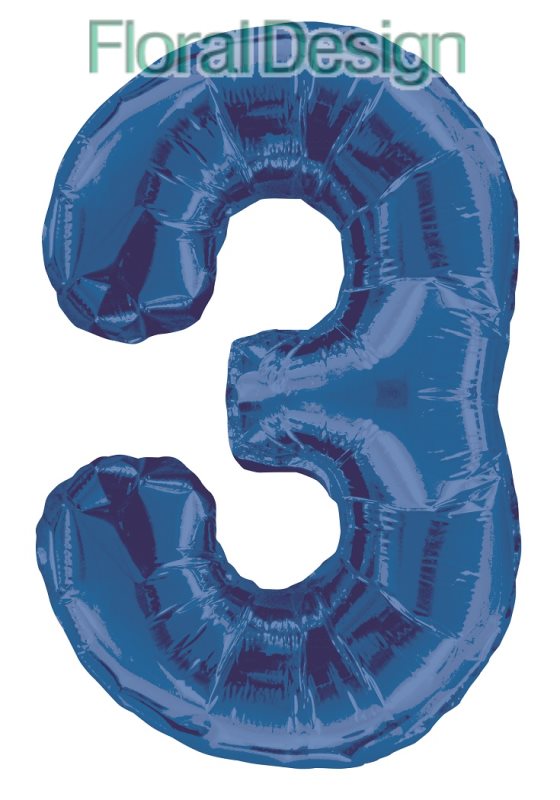 Balonek foliový 86cm číslice "3" modrá