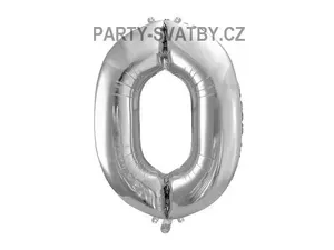 Balonek foliový 86cm číslice "0" stříbrná