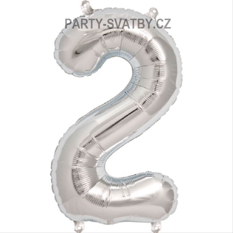Balonek foliový 86cm číslice "2" stříbrná