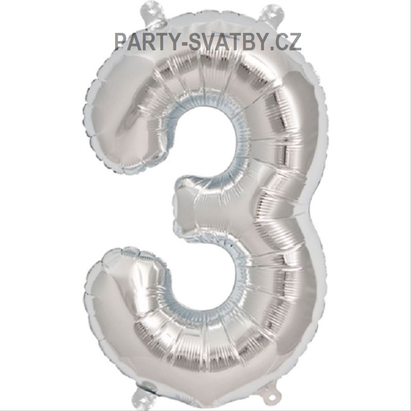 Balonek foliový 86cm číslice "3" stříbrná