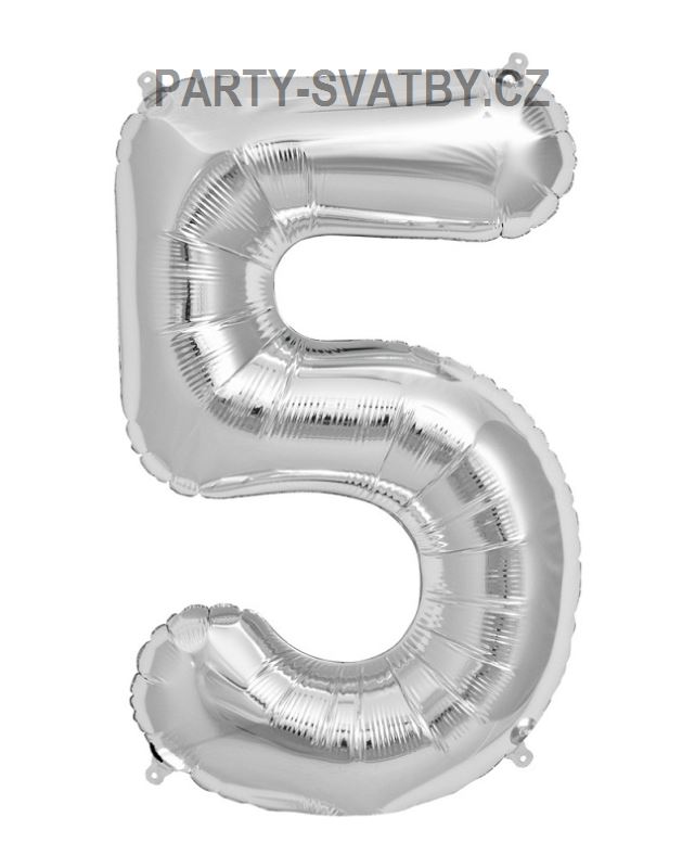 Balonek foliový 86cm číslice "5" stříbrná