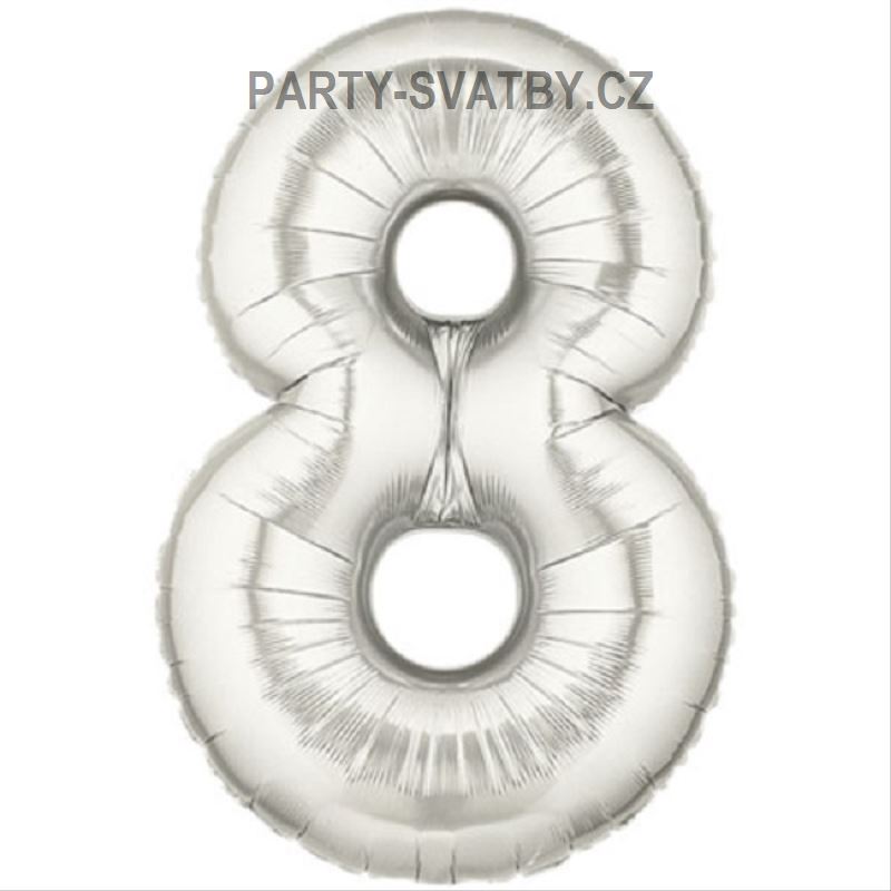 Balonek foliový 86cm číslice "8" stříbrná