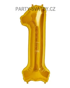 Balonek foliový 86cm číslice "1" zlatá