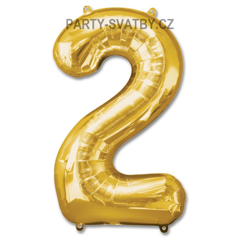 Balonek foliový 86cm číslice "2" zlatá