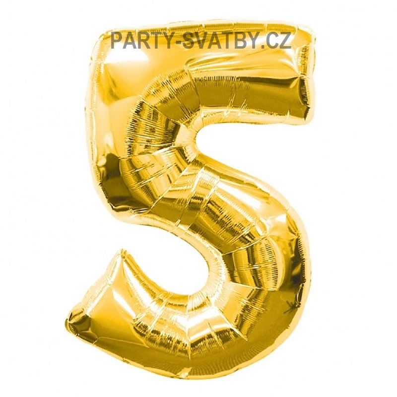 Balonek foliový 86cm číslice "5" zlatá