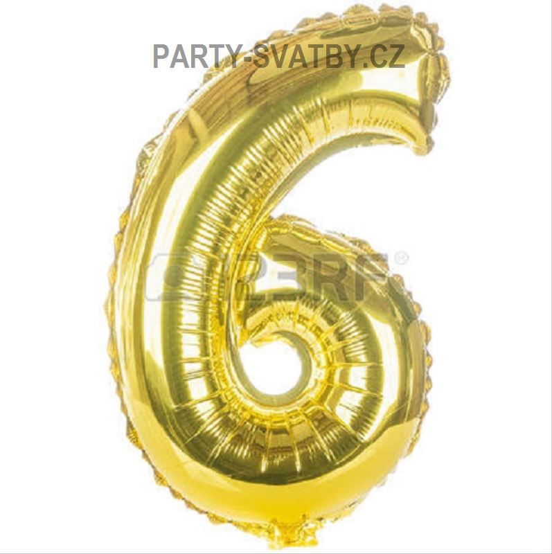 Balonek foliový 86cm číslice "6" zlatá
