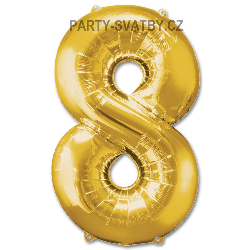 Balonek foliový 86cm číslice "8" zlatá