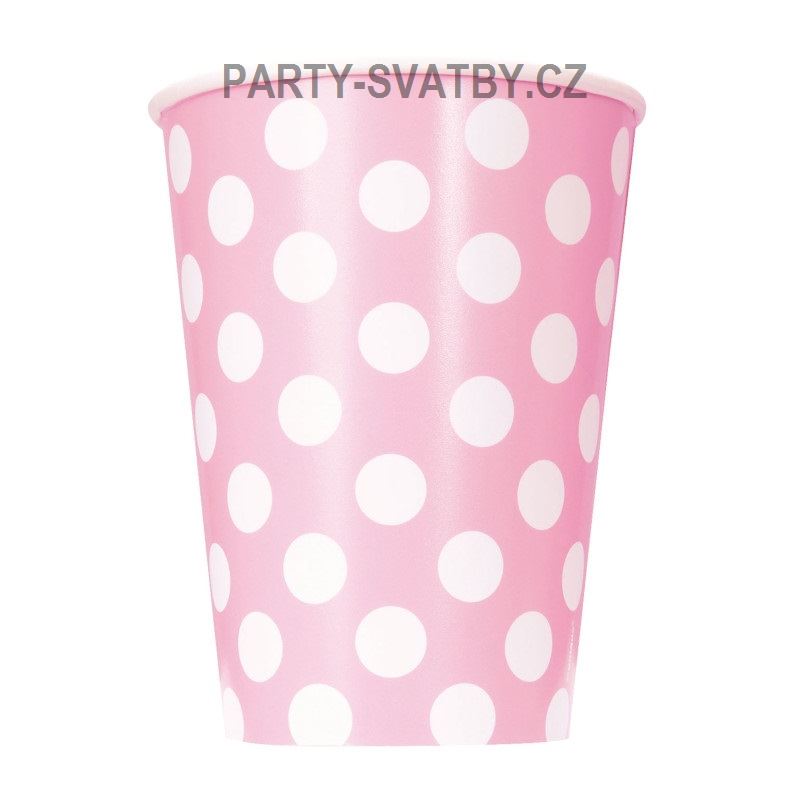 Papírový kelímek Puntík 355ml světlá růžová 6ks