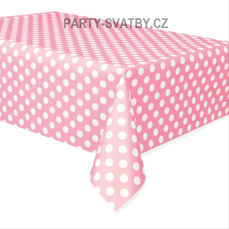 Plastový ubrus / puntík 137 x 274cm světlá růžová