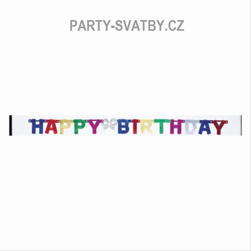 Baner "Happy birthday" mix barvy