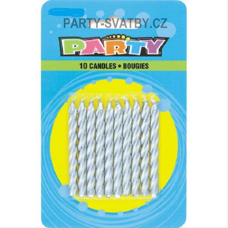 Narozeninové svíčky 6cm, 10 ks stříbrná