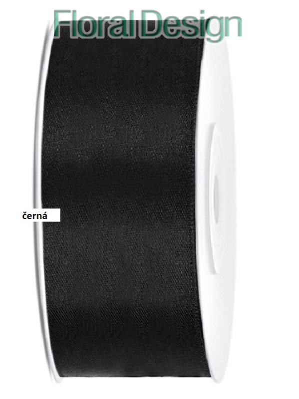 Stuha satén 25mm x 25m černá