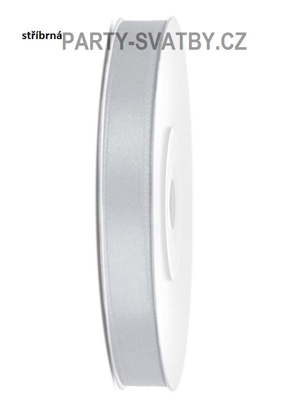 Stuha satén 6mm x 25m stříbrná