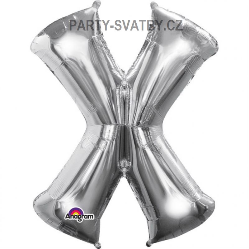 Balonek "X" foliový 35cm stříbrná