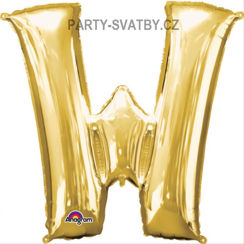 Balonek "W" foliový 35cm zlatá