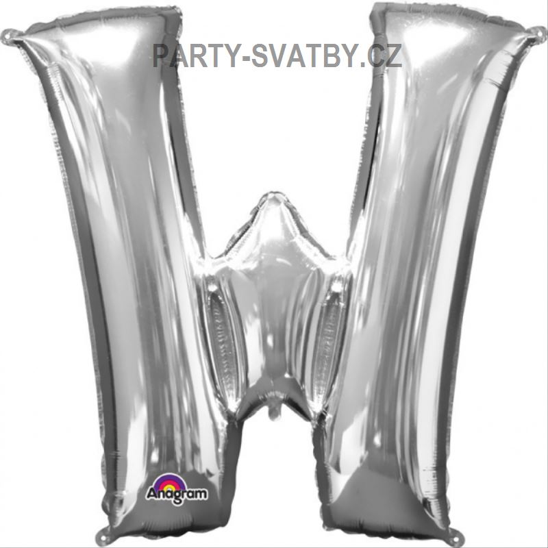 Balonek "W" foliový 35cm stříbrná