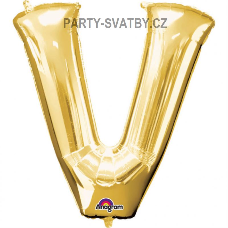 Balonek "V" foliový 35cm zlatá