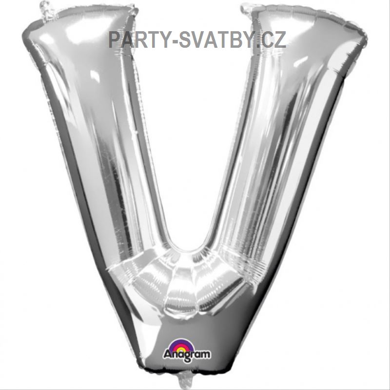 Balonek "V" foliový 35cm stříbrná