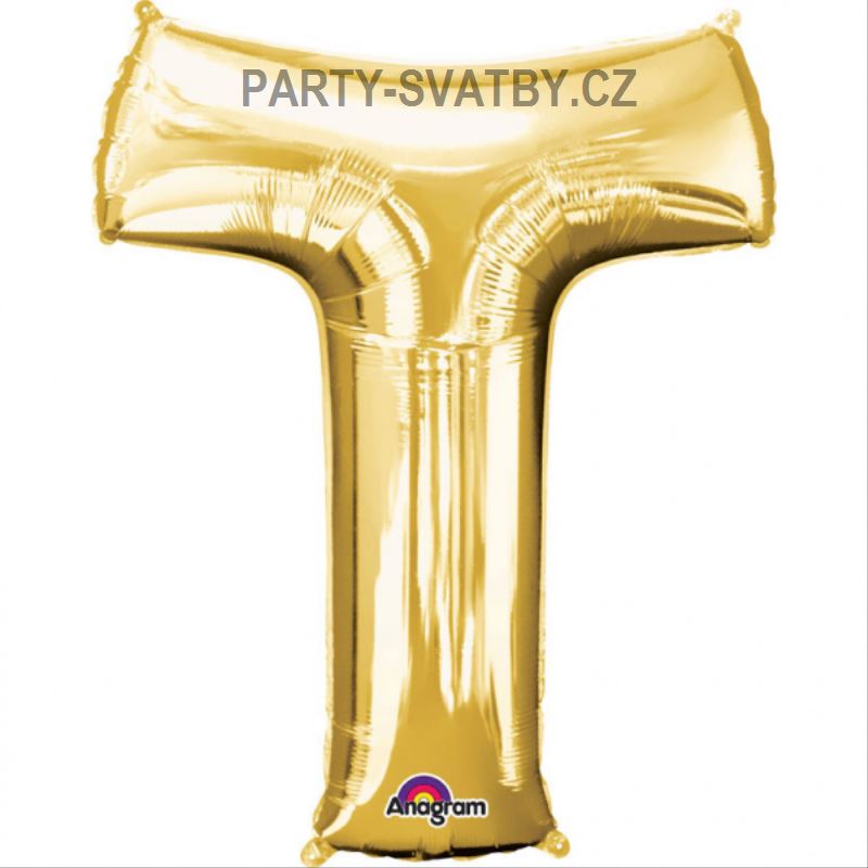 Balonek "T" foliový 35cm zlatá