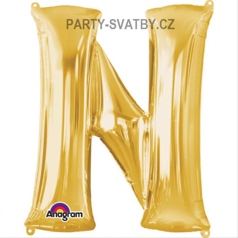 Balonek "N" foliový 35cm zlatá