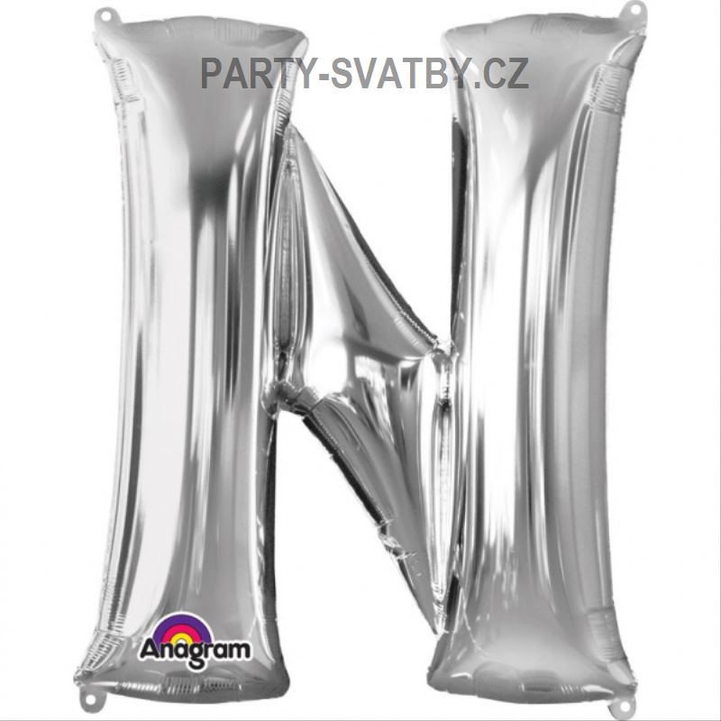 Balonek "N" foliový 35cm stříbrná