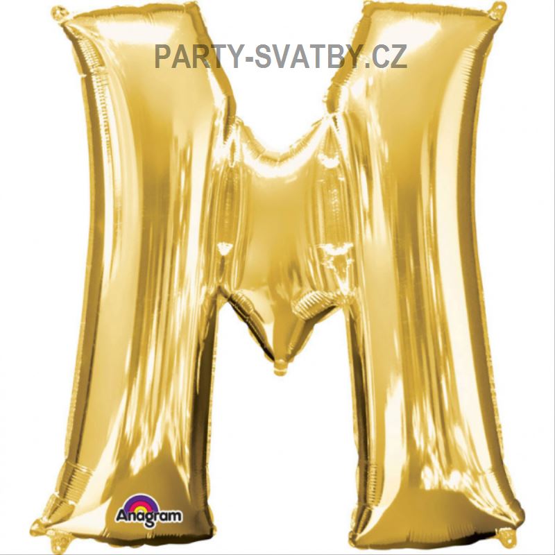 Balonek "M" foliový 35cm zlatá
