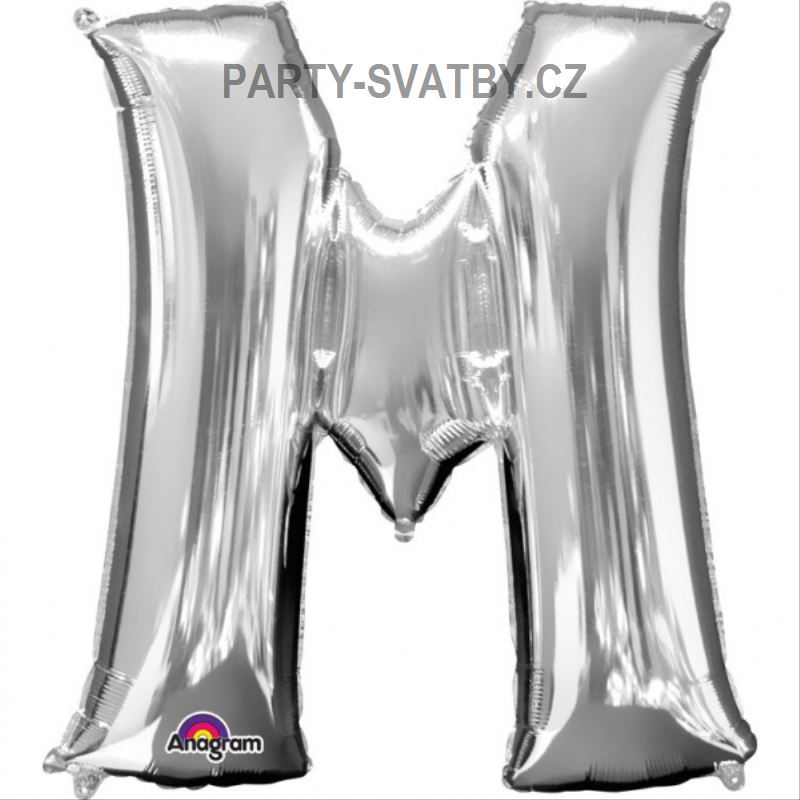 Balonek "M" foliový 35cm stříbrná