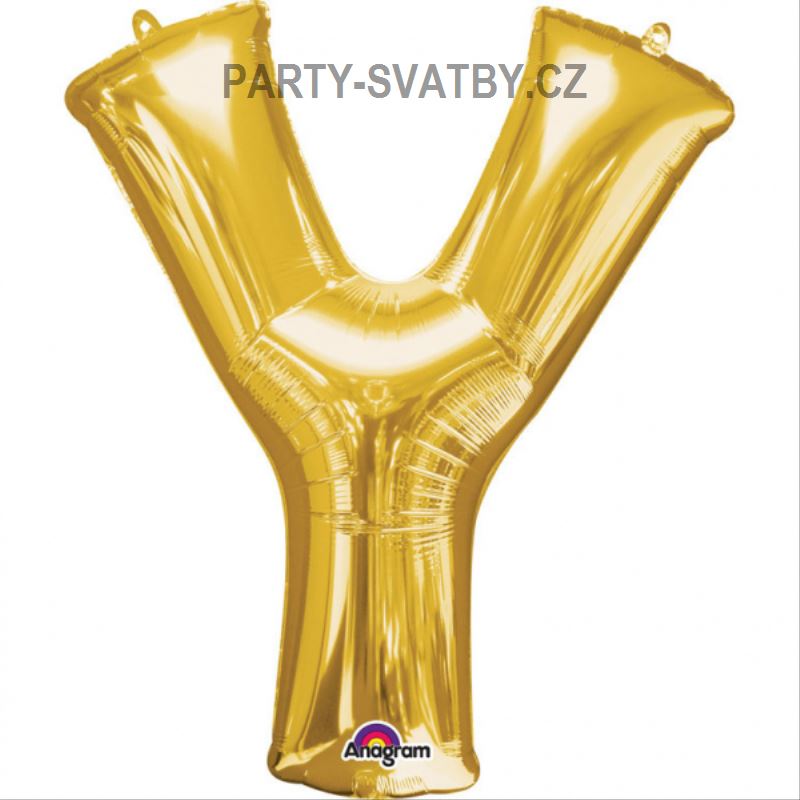 Balonek "Y" foliový 86cm zlatá