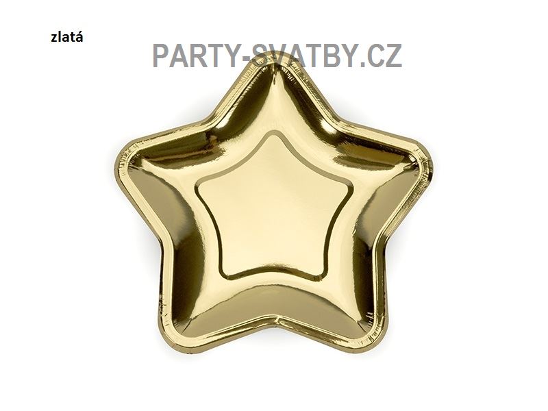 Papírový talíř 18cm "Star" 6 ks metal zlatá