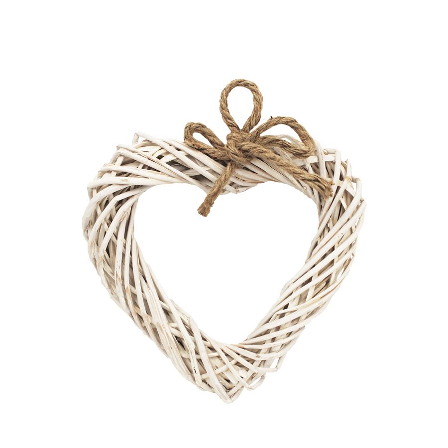 Srdce proutí bílé 25cm